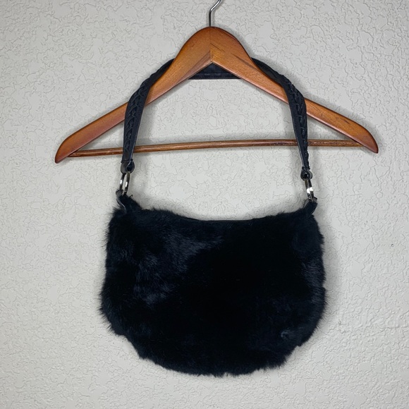 Express Handbags - Rabbit Fur Purse By Express Black
